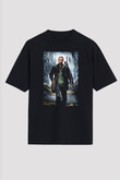 Unisex Ben Efsaneyim (I Am Legend) Baskılı Siyah Oversize T-shirt