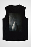 Unisex Bir Hayalet Hikâyesi (A Ghost Story) Baskılı Siyah Kolsuz Tişört