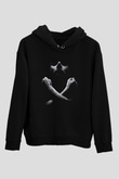Unisex Black Sails Baskılı Siyah Kapüşonlu Sweatshirt