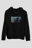 Unisex Bond 25 (No Time to Die) Baskılı Siyah Kapüşonlu Sweatshirt