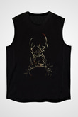 Unisex Boynuzlar (Antlers) Baskılı Siyah Kolsuz Tshirt