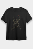 Unisex Boynuzlar (Antlers) Baskılı Siyah Tshirt