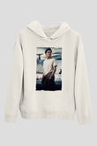 Unisex Boyun Eğmez (Unbroken) Baskılı Beyaz Kapüşonlu Sweatshirt