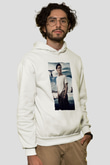 Unisex Boyun Eğmez (Unbroken) Baskılı Beyaz Kapüşonlu Sweatshirt
