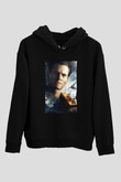 Unisex Boyun Eğmez (Unbroken) Baskılı Siyah Kapüşonlu Sweatshirt