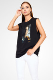 Unisex Boyun Eğmez (Unbroken) Baskılı Siyah Kolsuz T-shirt