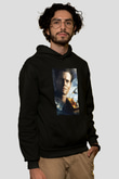 Unisex Boyun Eğmez (Unbroken) Baskılı Siyah Kapüşonlu Sweatshirt