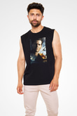 Unisex Boyun Eğmez (Unbroken) Baskılı Siyah Kolsuz T-shirt