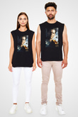 Unisex Boyun Eğmez (Unbroken) Baskılı Siyah Kolsuz T-shirt