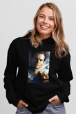 Unisex Boyun Eğmez (Unbroken) Baskılı Siyah Kapüşonlu Sweatshirt
