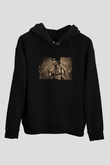 Unisex Bruce Lee Baskılı Siyah Kapüşonlu Sweatshirt