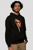Unisex Cadılar Bayramı (Halloween) Baskılı Siyah Kapüşonlu Sweatshirt