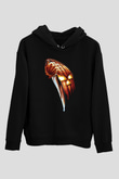 Unisex Cadılar Bayramı (Halloween) Baskılı Siyah Kapüşonlu Sweatshirt