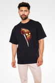 Unisex Cadılar Bayramı (Halloween) Baskılı Siyah Oversize Tshirt