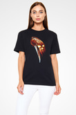 Unisex Cadılar Bayramı (Halloween) Baskılı Siyah Tshirt