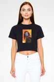 Unisex Cesur Yürek (Braveheart) Baskılı Siyah Crop Top Tişört