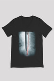 Unisex Cesur Yürek (Braveheart) Baskılı Siyah V Yaka T-shirt