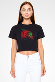 Unisex Choose or Die Baskılı Siyah Crop Top Tshirt