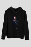 Unisex Chucky (Child's Play) Baskılı Siyah Kapüşonlu Sweatshirt