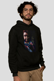 Unisex Chucky (Child's Play) Baskılı Siyah Kapüşonlu Sweatshirt