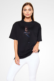 Unisex Chucky (Child's Play) Baskılı Siyah Oversize Tişört