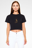 Unisex Chucky (Child's Play) Baskılı Siyah Crop Top T-shirt