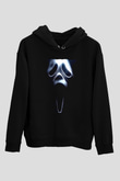 Unisex Çığlık 3 (Scream 3) Baskılı Siyah Kapüşonlu Sweatshirt
