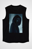 Unisex Çığlık (Scream) Baskılı Siyah Kolsuz Tshirt