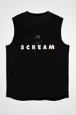 Unisex Çığlık (Scream) Baskılı Siyah Kolsuz Tişört