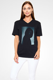 Unisex Çığlık (Scream) Baskılı Siyah V Yaka Tshirt