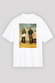 Unisex Çılgın İkili - Bad Boys Baskılı Beyaz Oversize Oversize T-shirt