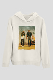Unisex Çılgın İkili - Bad Boys Baskılı Beyaz Kapüşonlu Sweatshirt