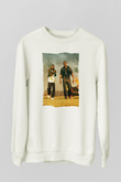 Unisex Çılgın İkili - Bad Boys Baskılı Beyaz Sweatshirt