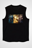 Unisex Clash of the Titans Baskılı Siyah Kolsuz Tshirt