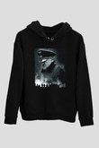 Unisex Çöküş (Downfall) Baskılı Siyah Kapüşonlu Sweatshirt