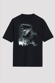 Unisex Çöküş (Downfall) Baskılı Siyah Oversize T-shirt
