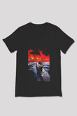 Unisex Das Boot Baskılı Siyah V Yaka Tshirt
