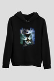 Unisex Demon Knight (Tales from the Crypt Demon Knight) Baskılı Siyah Kapüşonlu Sweatshirt