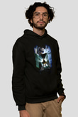 Unisex Demon Knight (Tales from the Crypt Demon Knight) Baskılı Siyah Kapüşonlu Sweatshirt