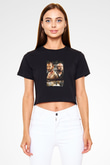 Unisex Deney (The Experiment) Baskılı Siyah Crop Top T-shirt