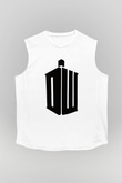 Unisex Doctor Who Baskılı Beyaz Kolsuz Tişört