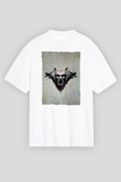 Unisex Drakula Baskılı Beyaz Oversize Oversize T-shirt