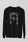 Unisex Drakula Baskılı Siyah Sweatshirt