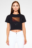 Unisex Dune Çöl Gezegeni (Dune) Baskılı Siyah Crop Top Tişört