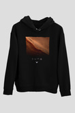 Unisex Dune Çöl Gezegeni (Dune) Baskılı Siyah Kapüşonlu Sweatshirt