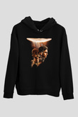 Unisex Dune Part Two Baskılı Siyah Kapüşonlu Sweatshirt