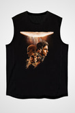 Unisex Dune Part Two Baskılı Siyah Kolsuz T-shirt