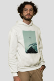 Unisex Dunkirk Baskılı Beyaz Kapüşonlu Sweatshirt