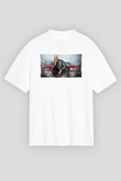 Unisex Dwayne Johnson as Luke Hobbs in Fast and Furious Baskılı Beyaz Oversize Oversize T-shirt