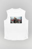 Unisex Dwayne Johnson as Luke Hobbs in Fast and Furious Baskılı Beyaz Kolsuz Tshirt